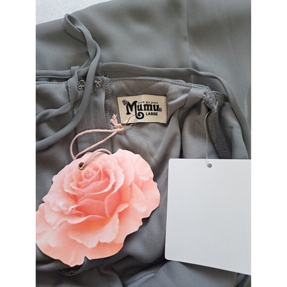 SMYM Godshaw Goddess Gown Large Soft Charcoal Crisp Gray Lace Up Back Bridesmaid - Picture 7 of 11